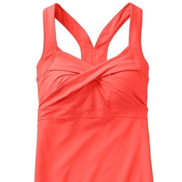 Athleta Jaya 2 Neon Coral Sizzle Racerback Twist Front Support Workout Tank Sz S - Picture 6 of 11